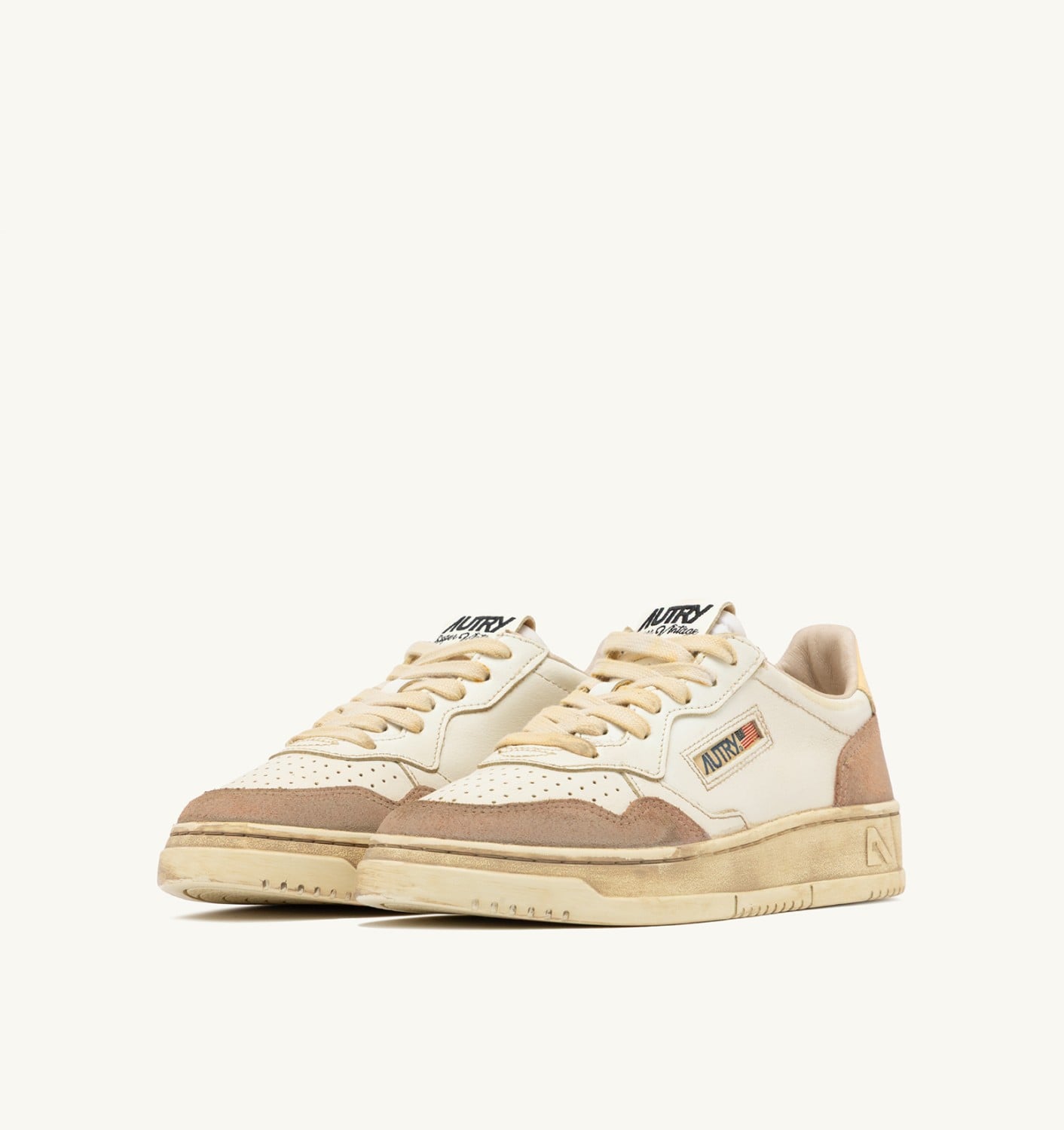 MEDALIST LOW SUPER VINTAGE IN PELLE E SUEDE BIANCO E PHARD