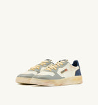 MEDALIST LOW SUPER VINTAGE IN PELLE LIMESTONE BIANCA E BLUE