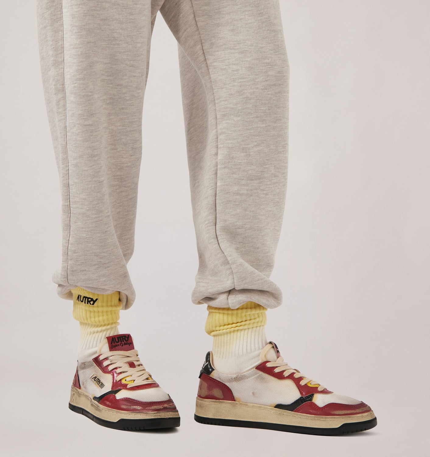 MEDALIST LOW SUPER VINTAGE IN PELLE ROSSA E MESH BIANCO DONNA