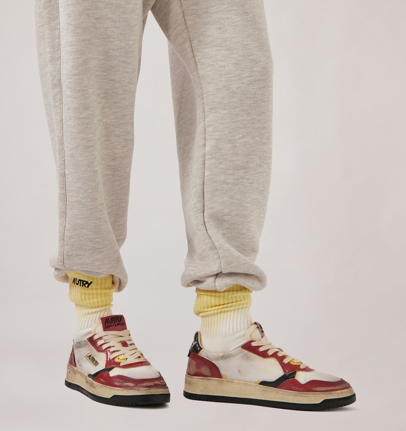 MEDALIST LOW SUPER VINTAGE IN PELLE ROSSA E MESH BIANCO UOMO