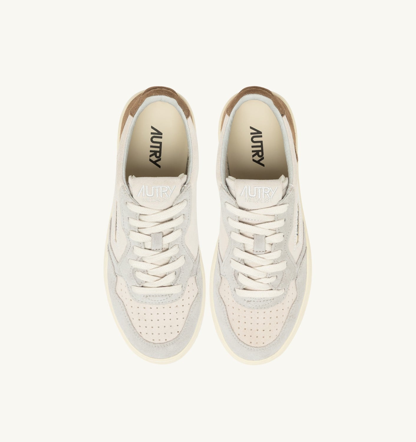 MEDALIST LOW TRICOLOR IN SUEDE BIANCO CIGAR E VAPOR UOMO