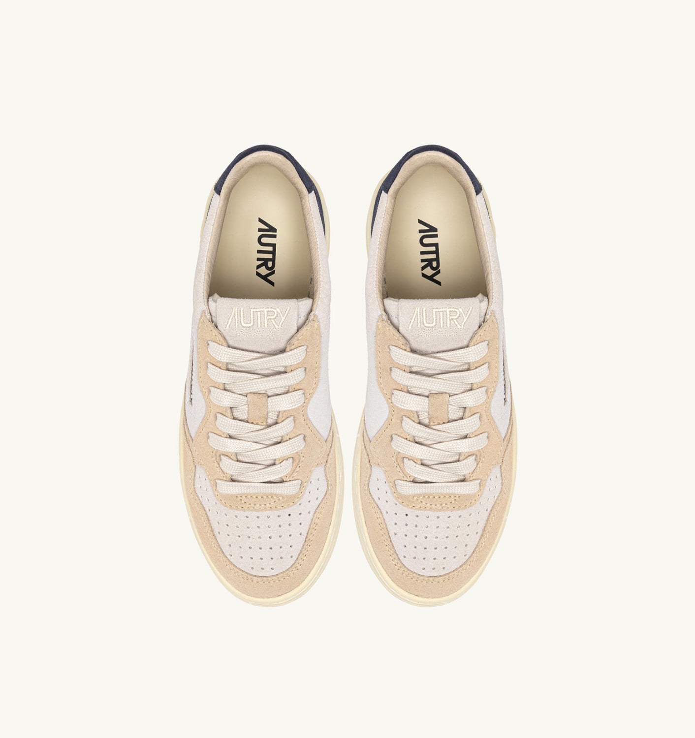 MEDALIST LOW TRICOLOR IN SUEDE BIANCO SAND E BLUE SPACE UOMO