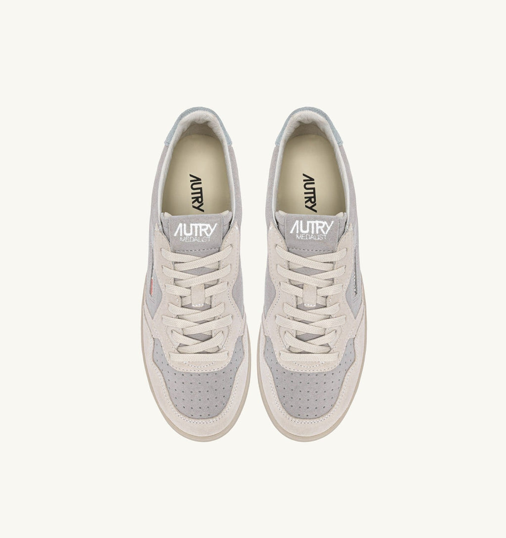 MEDALIST LOW TRICOLOR IN SUEDE BIANCO SKY E LOFT UOMO
