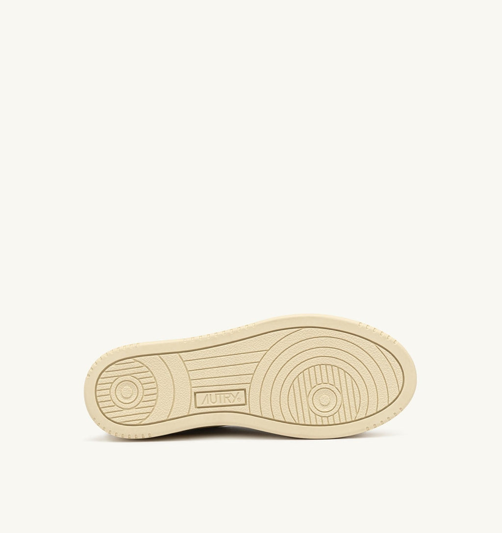 MEDALIST PLATFORM IN PELLE BIANCA E METALLIZZATA ARGENTO