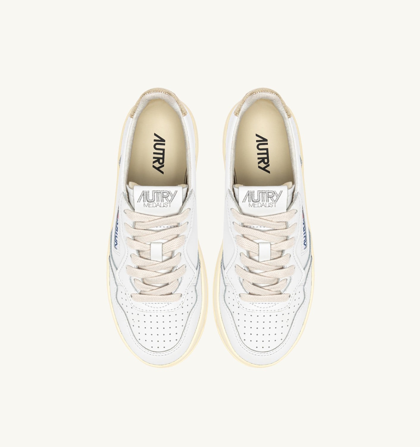 MEDALIST PLATFORM IN PELLE PLATINO E BIANCO