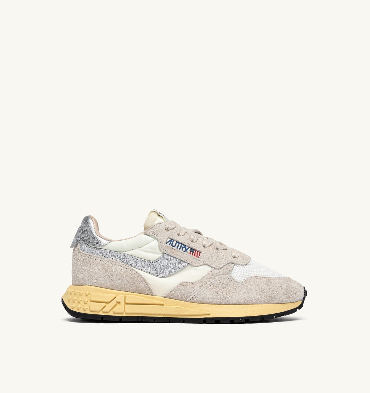 REELWIND LOW IN NYLON E SUEDE BIANCO E ARGENTO