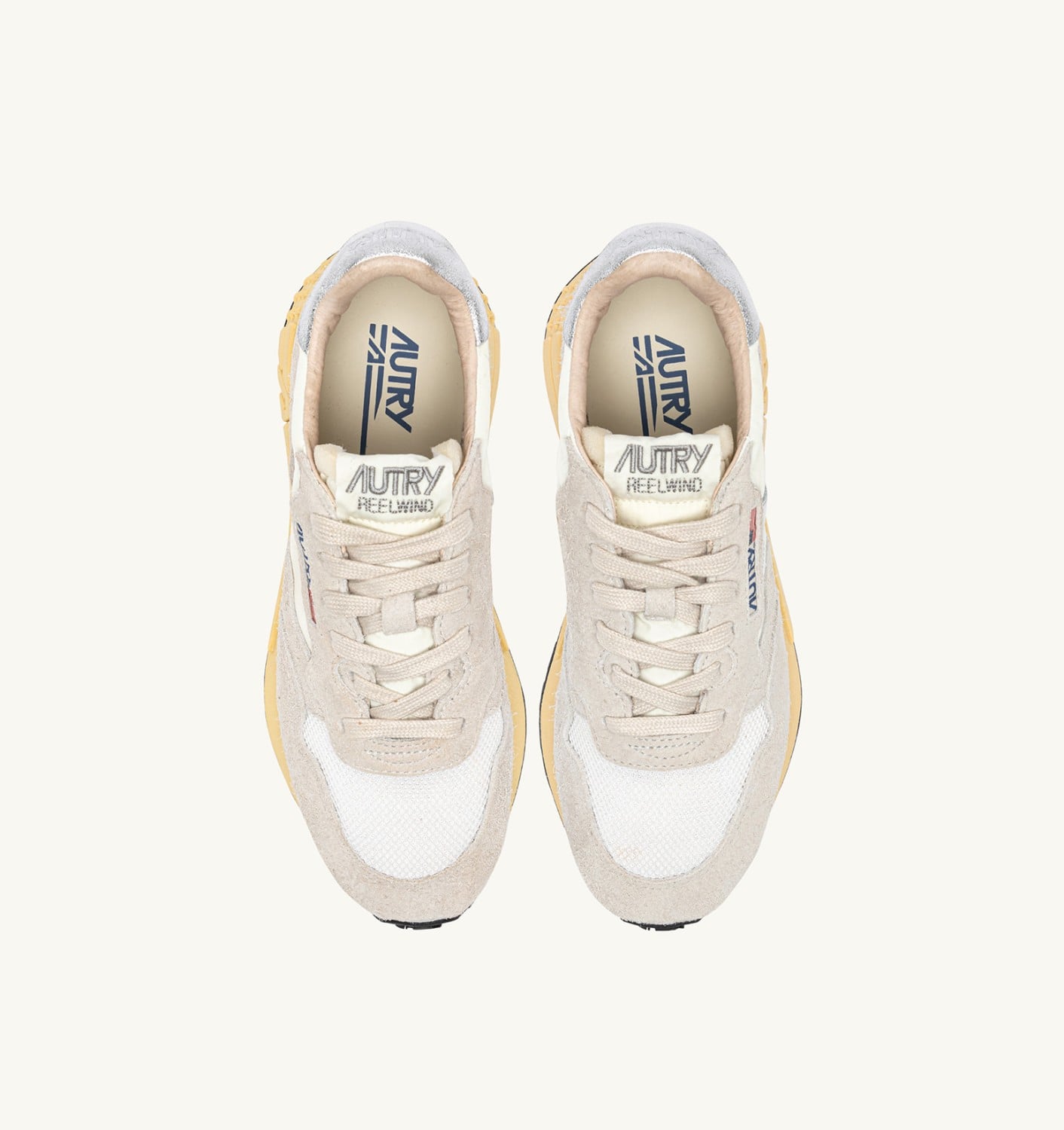 REELWIND LOW IN NYLON E SUEDE BIANCO E ARGENTO