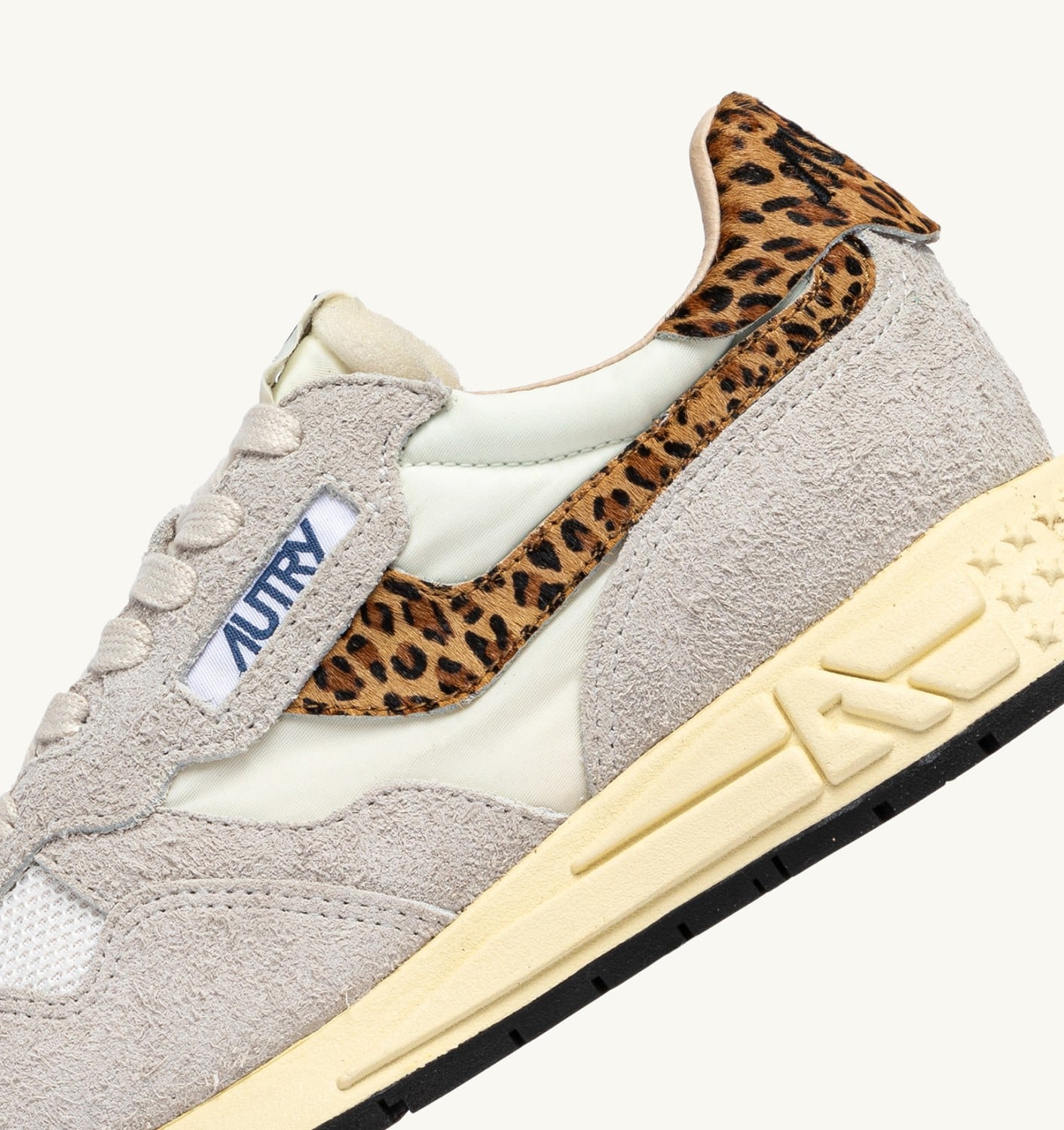 REELWIND LOW IN NYLON E SUEDE BIANCO E LEOPARD