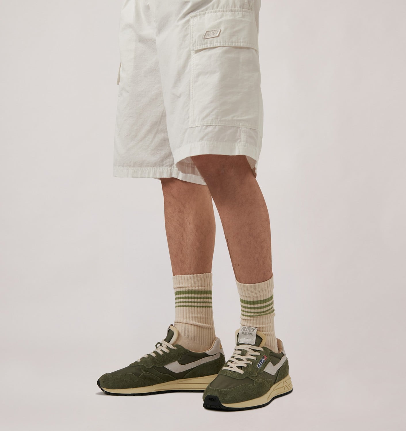 REELWIND LOW IN NYLON E SUEDE BIANCO E SALVIA