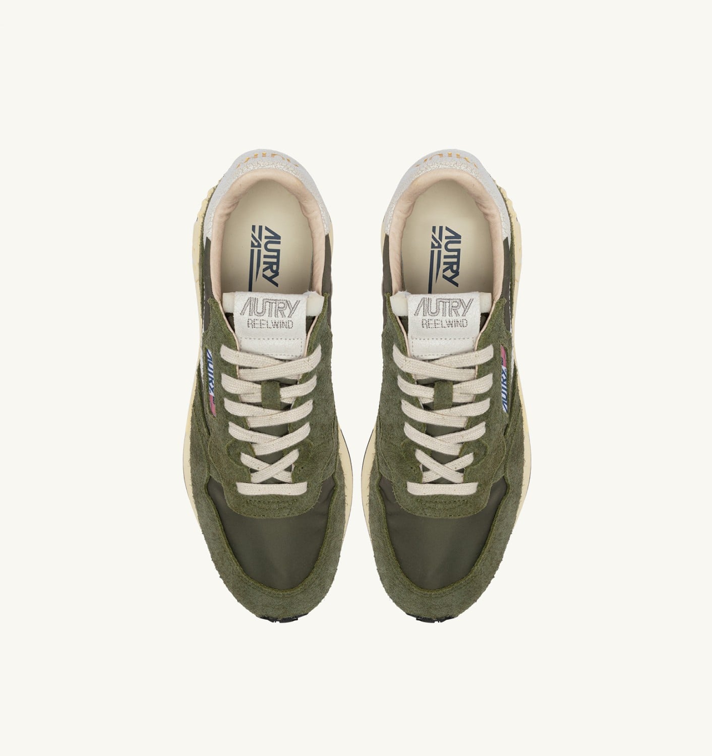 REELWIND LOW IN NYLON E SUEDE BIANCO E SALVIA