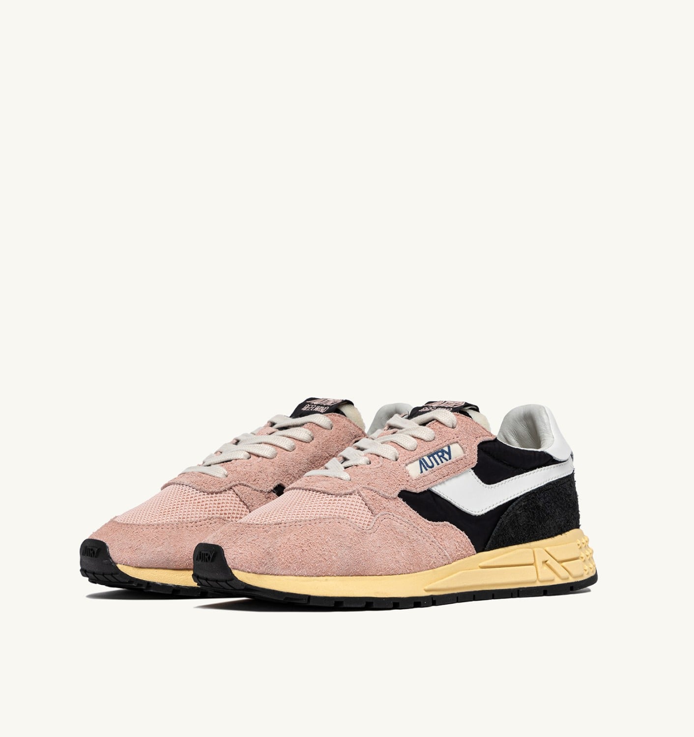 REELWIND LOW IN NYLON E SUEDE NERO E ROSA