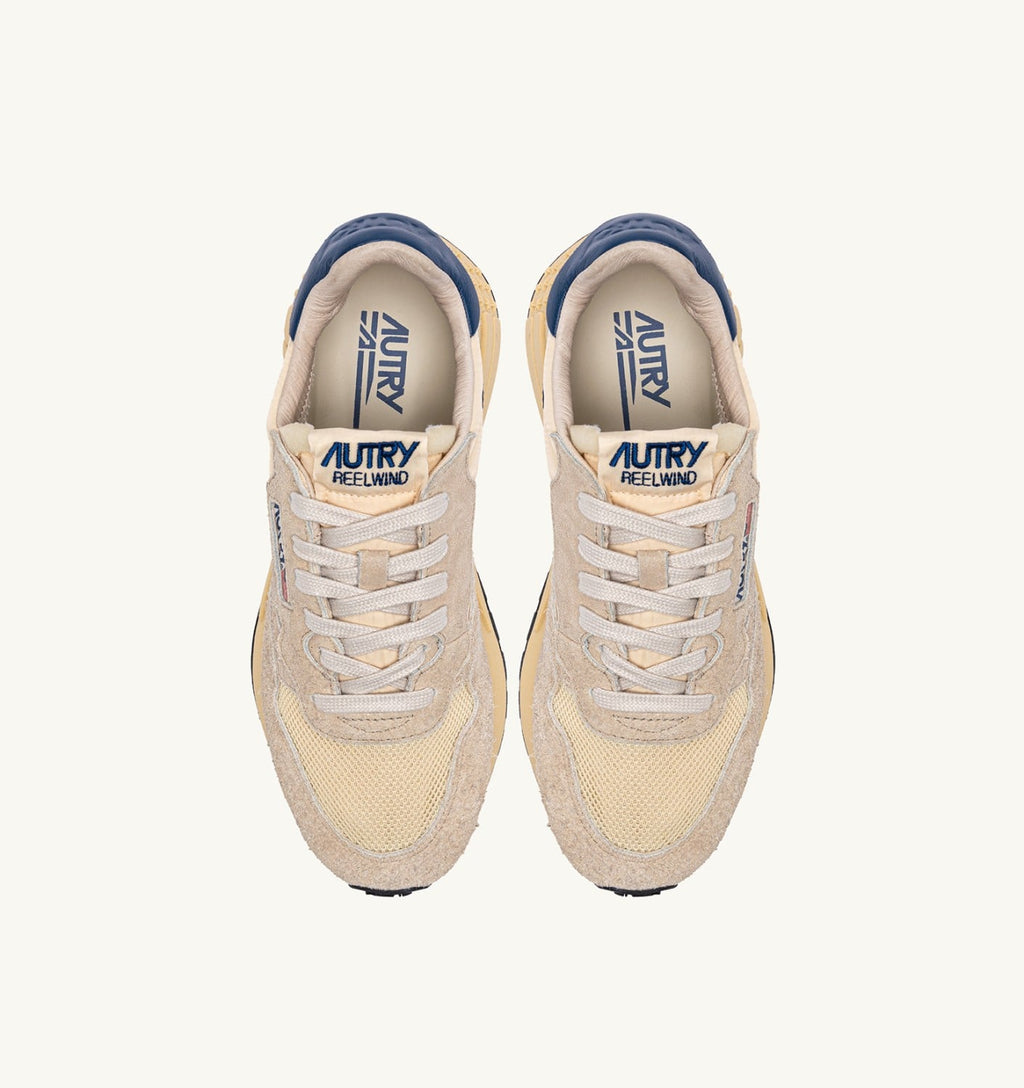 REELWIND LOW IN NYLON SUEDE E PELLE ECRU' E ENSIGN BLUE DONNA