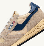 REELWIND LOW IN NYLON SUEDE E PELLE ECRU' E ENSIGN BLUE DONNA