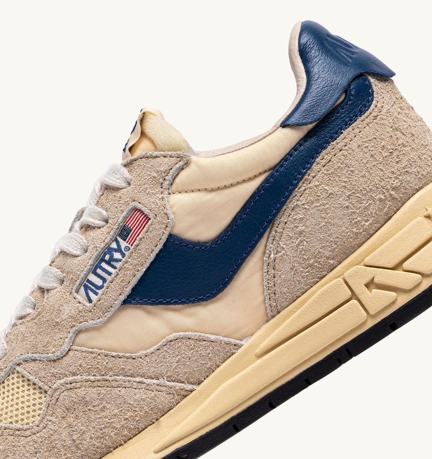 REELWIND LOW IN NYLON SUEDE E PELLE ECRU' E ENSIGN BLUE UOMO