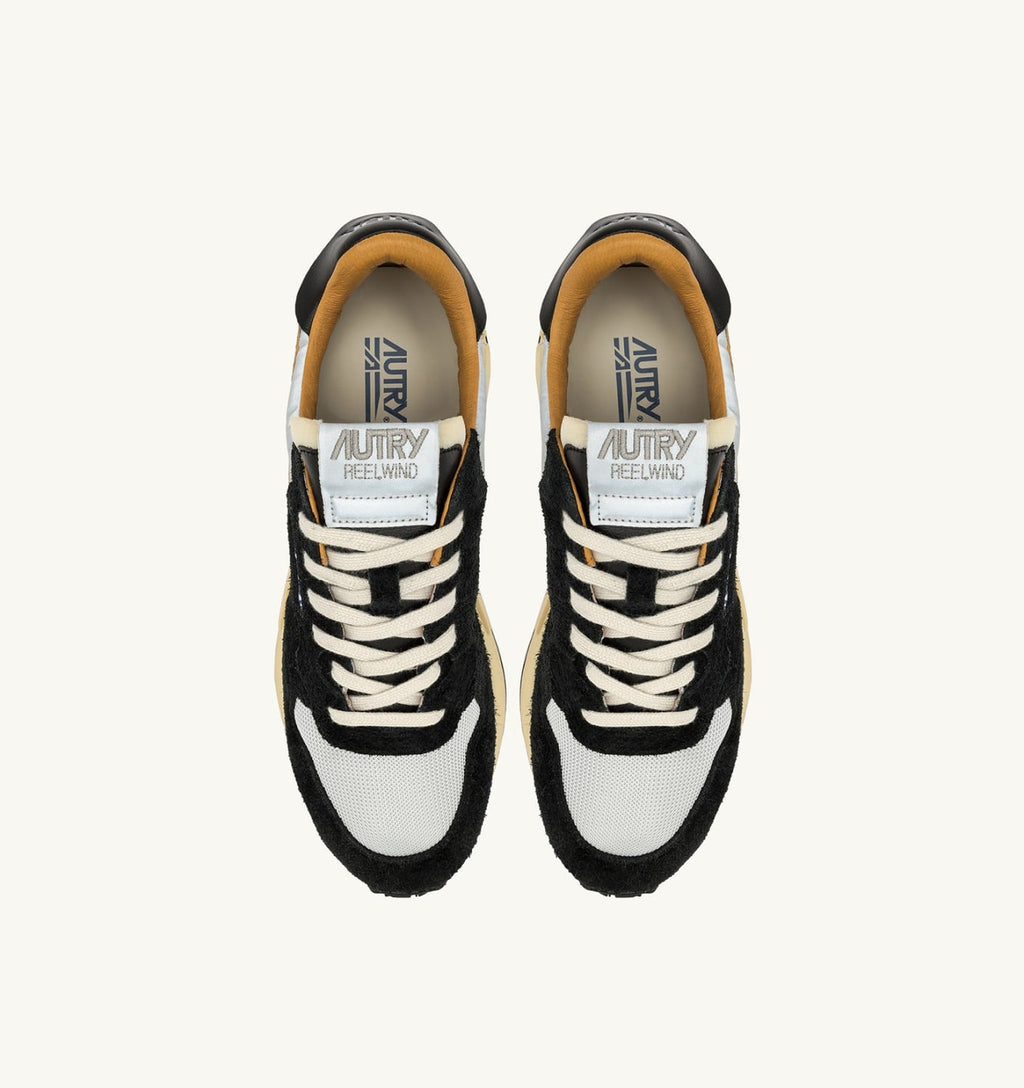 REELWIND LOW IN SUEDE NERO E NYLON RIFLETTENTE