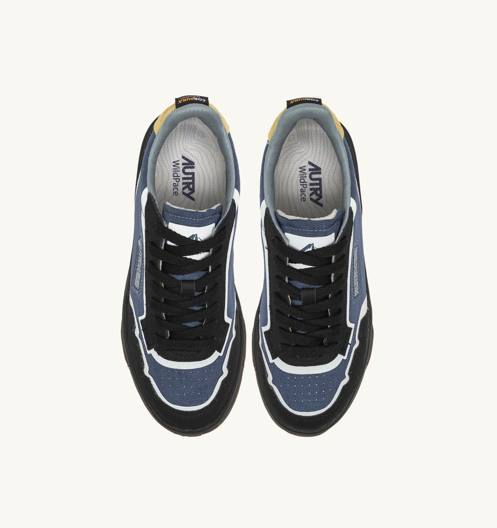 WILDPACE LOW IN NYLON RIPSTOP E PELLE DARK BLUE E NERO