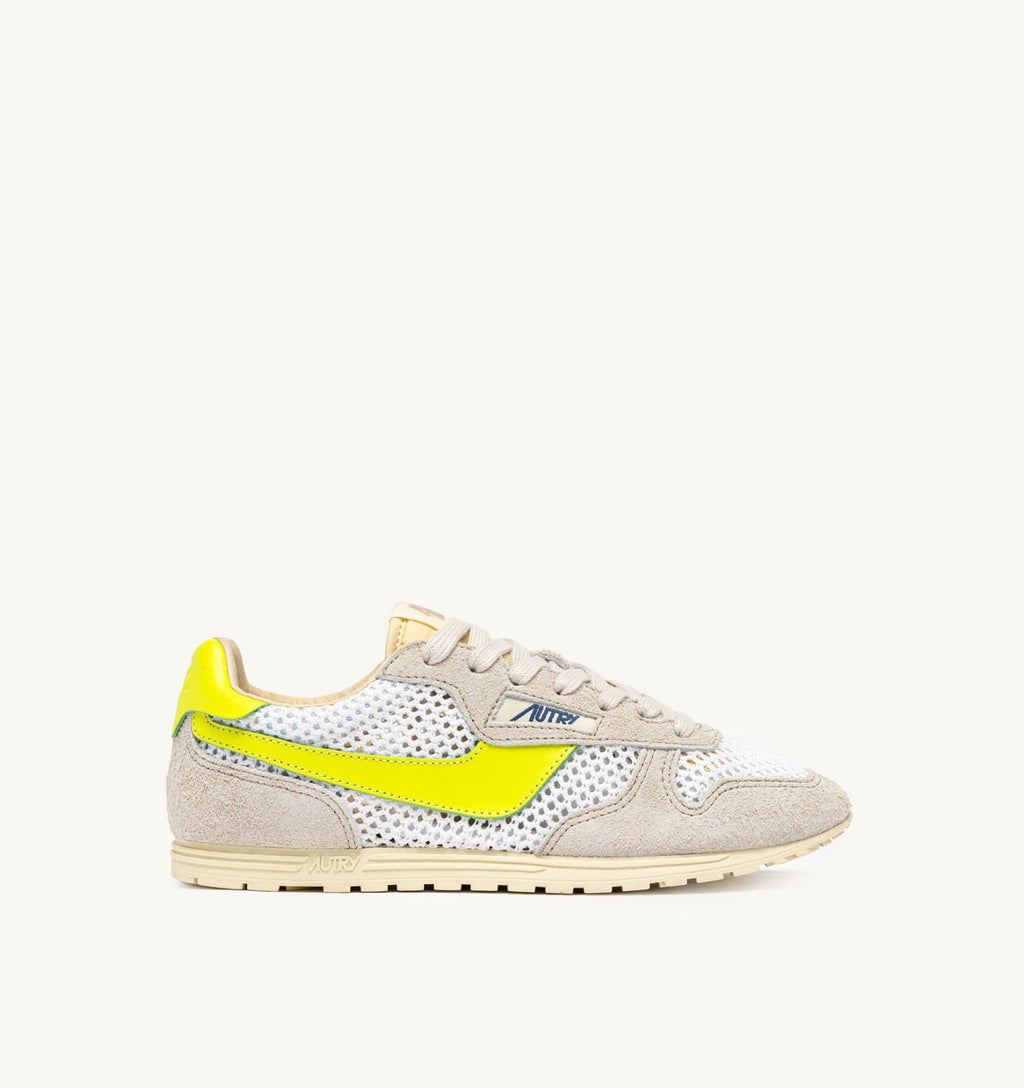WINDSPIN IN MESH E PELLE BIANCO SAND E EVENING PRIMROSE