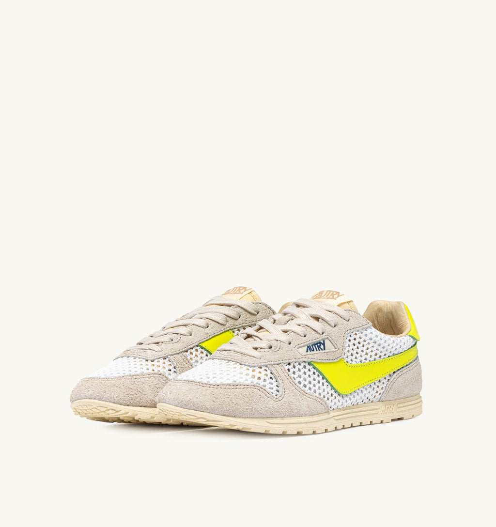 WINDSPIN IN MESH E PELLE BIANCO SAND E EVENING PRIMROSE