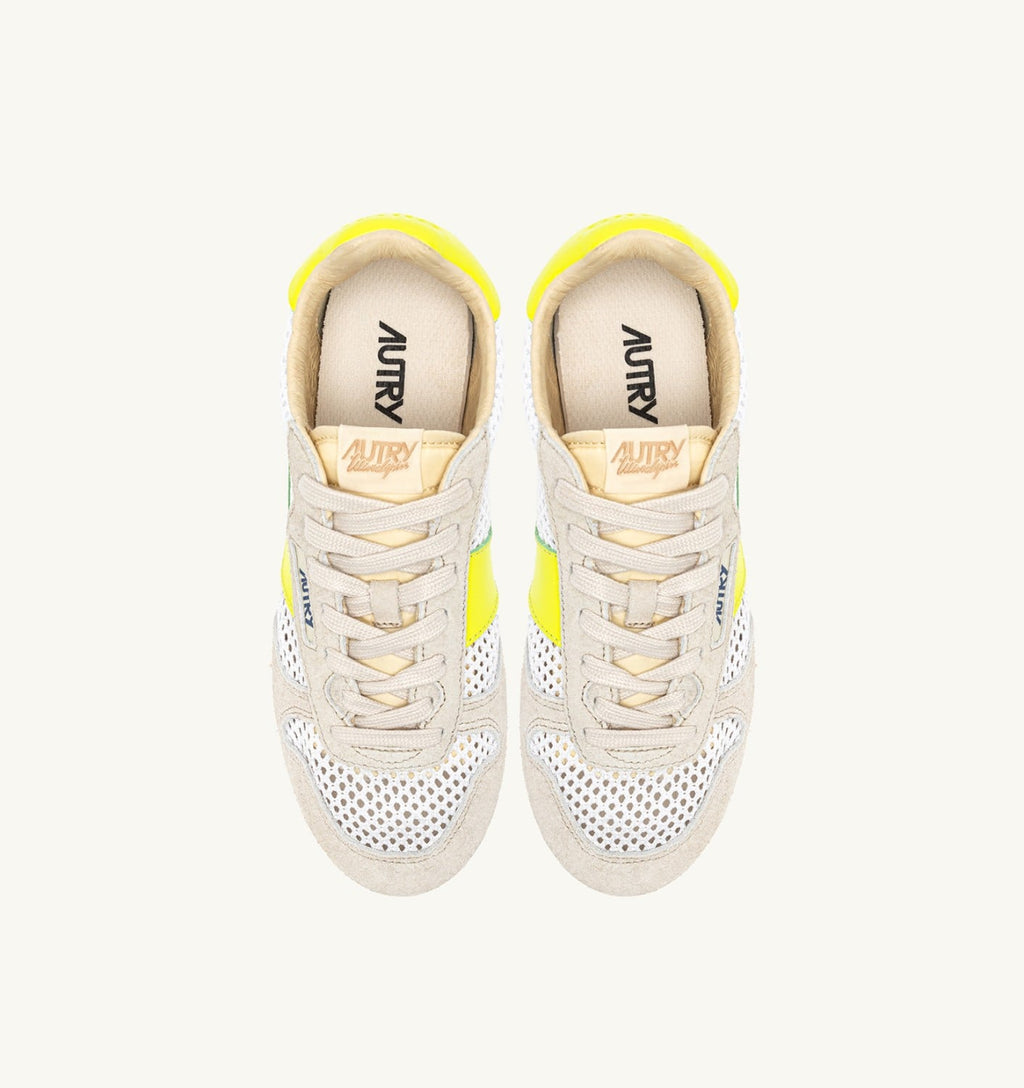 WINDSPIN IN MESH E PELLE BIANCO SAND E EVENING PRIMROSE