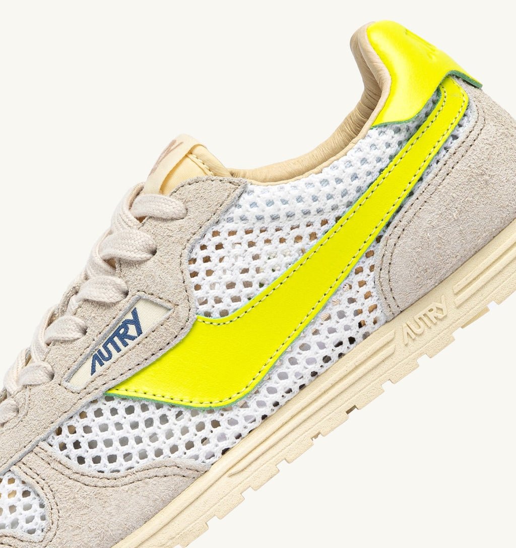 WINDSPIN IN MESH E PELLE BIANCO SAND E EVENING PRIMROSE