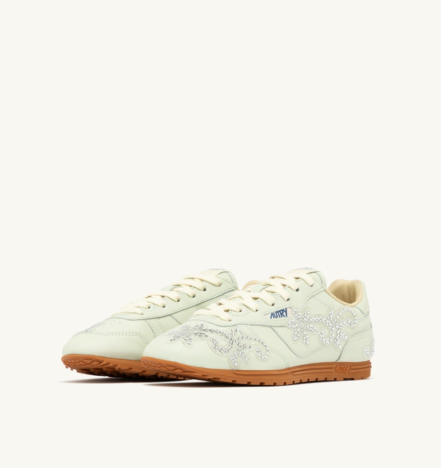 WINDSPIN IN PELLE BONE WHITE CON APPLICAZIONI