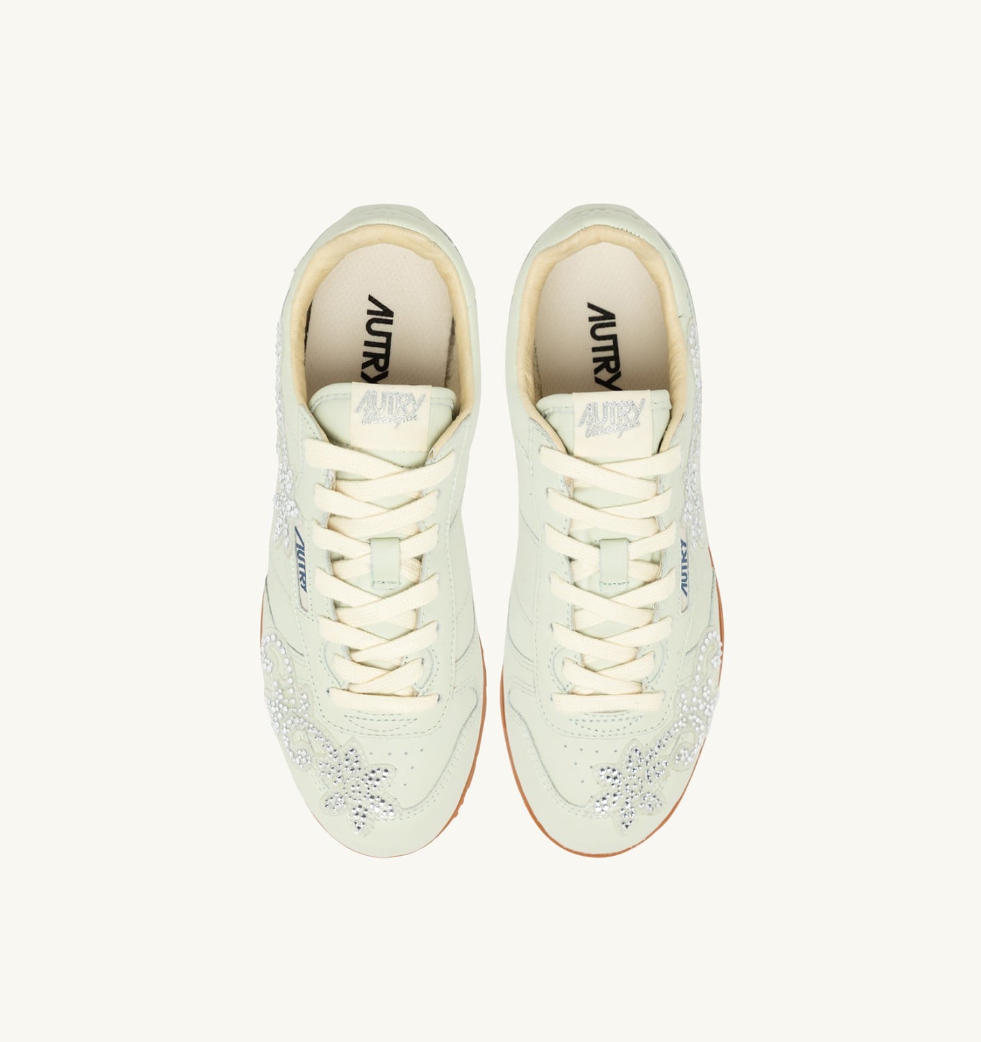 WINDSPIN IN PELLE BONE WHITE CON APPLICAZIONI